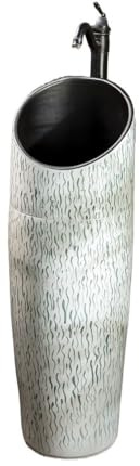 Lavabos de salle de bain Meuble-lavabo sur pied en céramique style rétro avec robinet et kit de vidange