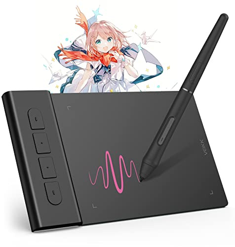 OSU Tablet VEIKK VK430,Grafiktablett 4x3 Zoll,Batterielosem Stylus mit 290RPS Berichtsrate, 8192 Drucksensitivität und 4 Belegbare Tasten, Kompatibel mit Windows/Android/Mac