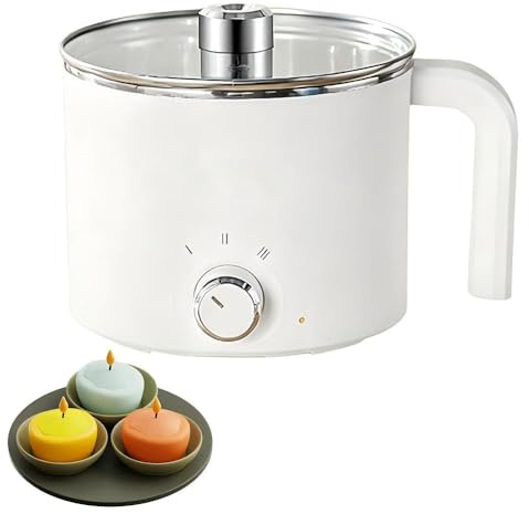 Wachsschmelzer für die Kerzenherstellung 1,8L/60oz, intelligenter Wachsschmelztopf Elektrischer Kerzenschmelztopf mit mehreren Leistungsstufen Klein Wachskocher leicht zu gießen für DIY Kerzenwachs