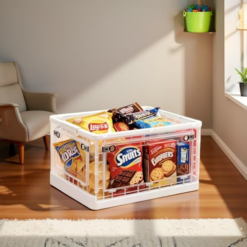 AllE quip Aufbewahrungsboxen mit Deckel, 87,7L Faltbare Kisten Aufbewahrung mit Rollen, zusammenklappbare Aufbewahrungsbox mit fünf Türen, Spielzeug Organizer Container