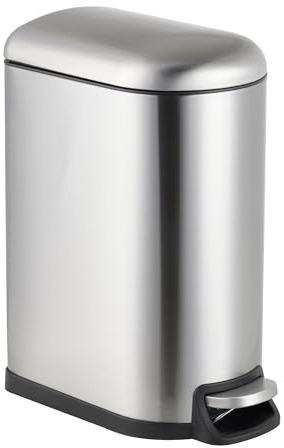 Relaxdays Pattumiera da 10 Litri, abbassamento Automatico, Secchio Interno Rimovibile, per Cosmetici, con Coperchio, Colore: Argento