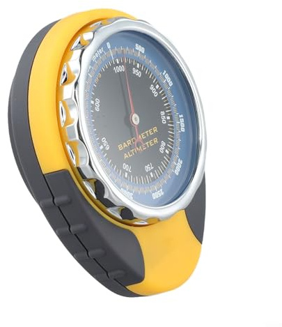 Altimetro 4 in 1 per esterni, con barometro e termometro, strumento di previsioni meteo in ABS per escursionismo e campeggio, giallo, per quadrante da 60 mm, senza batteria necessaria