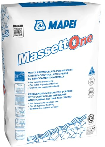 MAPEI MassettOne Malta Premiscelata Cementizia, Ritiro Controllato, Basse Emissioni VOC, Pedonabile in 24 Ore, Sacco da 25 kg