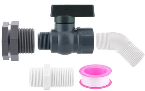 Tsophreniq Sistemi completi di rubinetti a spina per barili di pioggia 2 valvole a sfera in PVC Connettori per tubi da giardino per raccolta dell'acqua piovana Raccolta Connettore GHT PVC Tubo da