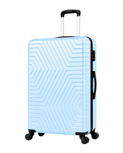 28 Lightweight Hard Shell Suitcase, ABS+PC, 4 Spinner Wheels, Built-in Lock, Travel Trolley Case, 75x47x30 cm (Light Blue)