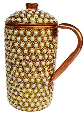 Rastogi artigianali in rame puro brocca brocca drink Ware set stoviglie da tavola esterno decorato regalo di Natale Pearl Jug