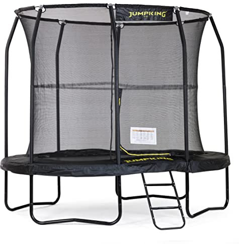 Jumpking 7ft x 10ft Oval Trampoline With Safety Enclosure Net & Ladder - JumpPod ❘ Outdoor Trampoline For Adults & Kids, Great For Fun | Revolutionary POD™ Connector | 10 Year Frame Warranty