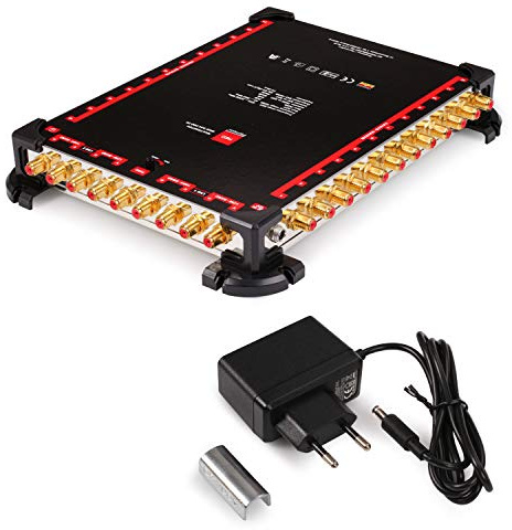 RED OPTICUM OMS 9/24 Pro TR - Conmutador múltiple para la recepción de Dos Posiciones de satélite a hasta 24 participantes, contactos Dorados, 4K, 3D, UHD, LNB Quattro