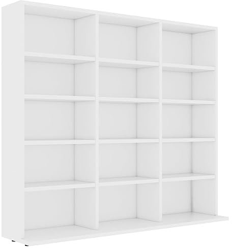 vidaXL Engineered Wood CD Storage Cabinet - White, Multi-Compartment Office Furniture for Organising Musical Collections, Files or Bedroom Storage