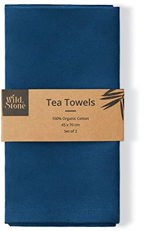 Wild & Stone Organic Cotton Tea Towels, Herringbone Weave, Set of 2