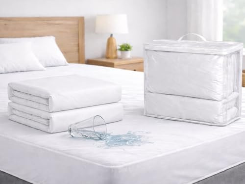 2 X Protege Matelas Impermeable Respirant Anti Acariens Ajustable 090x190 cm