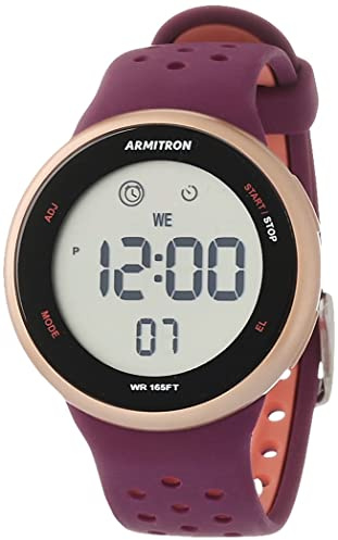 Armitron Sport 40/8423 Reloj Deportivo Digital Unisex con cronógrafo y Correa de Silicona, Morado/Negro