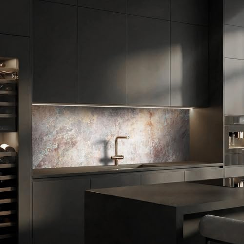 Dedeco Köksbakvägg motiv: rost V2, 3 mm akrylglas, som stänkskydd för köksväggen, väggskydd, dekorativ vägg, vattentät, 3D-effekt, alla underlag, 240 x 60 cm