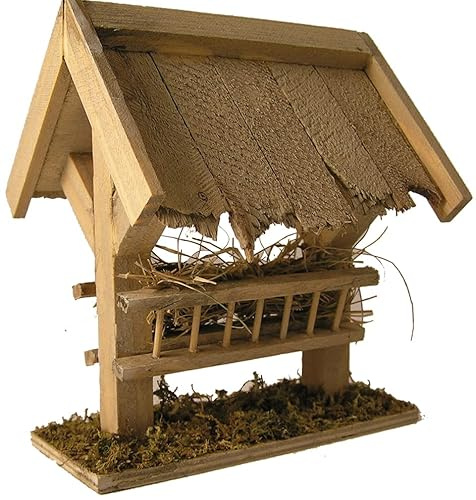 dekoprojekt Krippenzubehör Futterkrippe mit Dach 13 cm