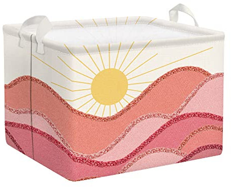 Clastyle Böhmen Kinder Wäschekorb mit Henkel Faltbar Kleidung Spielzeug Aufbewahrungskorb Frauen Mädchen Aufbewahrungsbox für Babyzimmer Bad, Sonne, 40*30*30 cm