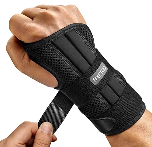 FREETOO Arzt Genehmigte Handgelenk Bandage mit 3 Schienen,Verstellbare Tag-Nacht-Handgelenkbandage für Männer Frauen,Bandage Handgelenk für Arthritis, Sehnenentzündung, Verstauchung, Sportschutz