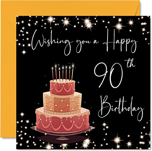 Stuff4 Geburtstagskarte zum 90. Geburtstag für Frauen und Männer | Stilvoll elegant, Happy Karten für 90 Jahre alte Frau große Oma Großvater Mama Papa Tante