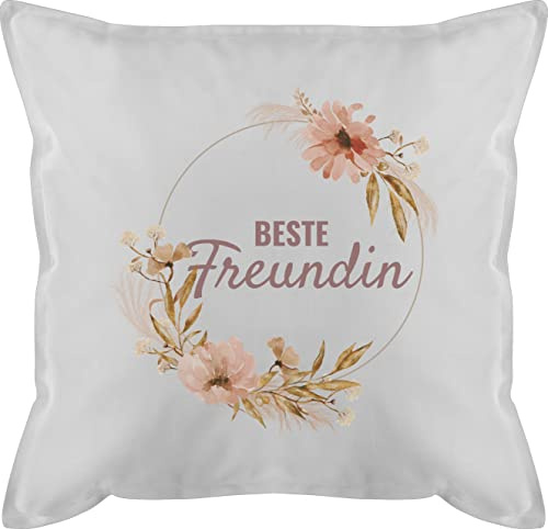 Kissen 50x50 - Beste Freundin Best Friend - 50 x 50 cm - Weiß - für Geschenk Freundinnen BFF zierkissen Geburtstag Geschenke Freundschaft Boho mit füllung Geburtstagsgeschenk freundinen Friends
