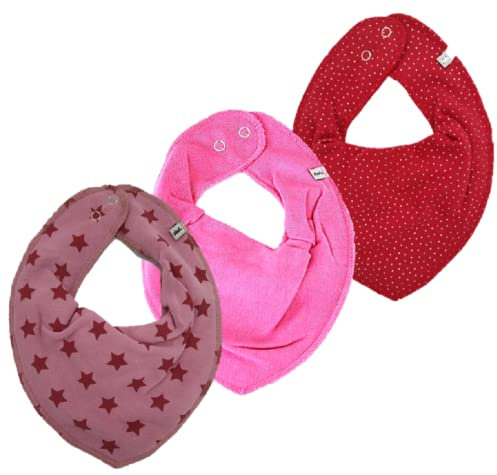 Pippi Halstuch 3er Set Baby Halstücher Dreieckstücher Sterne (Rosa Stars)