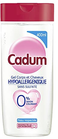 Cadum Gel corporal y capilar, hipoalergénico, sin sulfatos, 400 ml