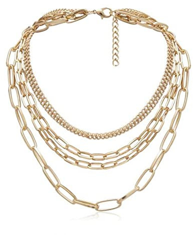 WEITING Gothic-Halskette mit mehreren Ketten, Punk-Rock-Statement-Halskette, Damen-Schmuck, Vintage-Collier, Femme-Modeschmuck, X044 Gold