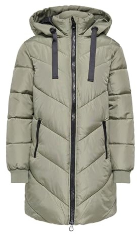 JDY JDYSKYLAR OTW NOOS Chaqueta acolchada con capucha para mujer, color negro, talla XS, Vetiver/detalles: negro, XS