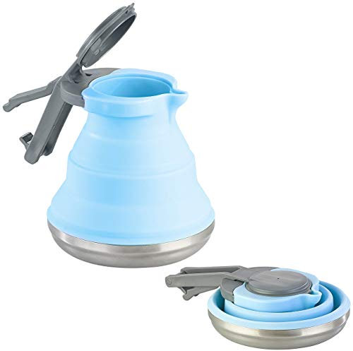 Rosenstein & Söhne Camping-Kessel: Faltbarer Silikon-Camping-Wasserkessel Versandrückläufer (Wasserkessel Edelstahl, Campingkocher, Mini)