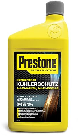 PRESTONE PAFR0058B Kühlerfrostschutz -37°C bis 129 °C, Korrosionsschutz 10 Jahre,Kühlerschutzmittel Konzentrat, Neue Formel 2024, 1L, Gelb