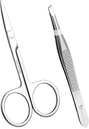 Angoily 2 Sets Komplette Augenbrauen-pflegewerkzeuge Haarentfernung Pinzette Schere Schönheit Make-up-tools Augenbrauen Pinzette Schere Praktische Augenbrauen Clips