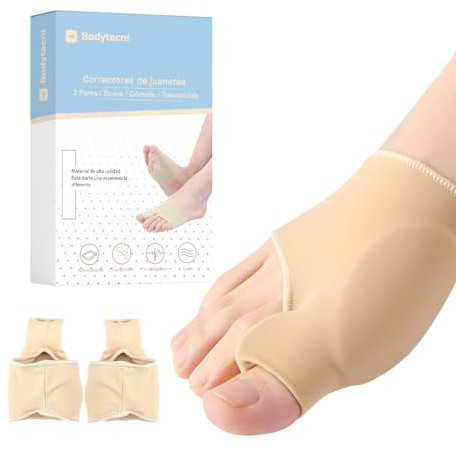 Bodytecni 4 Unds Corrector de Juanetes y Hueso del Pie - Separador de Juanetes - Protector de Juanete - Corrector Dedos Pies para Aliviar el Dolor, Hallux Valgus, Dedo Martillo, Talla Universal