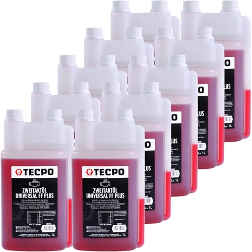 TECPO Zweitaktöl Universal 2-Takt FF Plus, teilsynthetisch, mit Fuel Fresh für Gemisch & Getrenntschmierung für Motorsäge, Rasenmäher, Mofa, JASO FD, ISO-L-EGD, API TC 1:50 mischbar