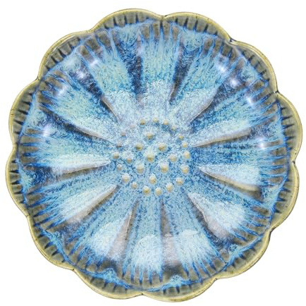 sourcing map Piatto porta anelli a forma di foglia di loto, vassoio in ceramica, piatto per gioielli, piccolo anello piatto, ciotola portachiavi, decorazione domestica, verde pietra