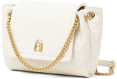 LAFESTIN Piccola borsa a tracolla trapuntata da donna con tracolla a catena, borsa a tracolla alla moda morbida pochette da donna, Bianco avorio., Small