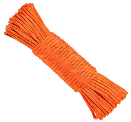6 mm 10 Mètre Corde Flottante Corde, Corde d'escalade Corde Marine Corde d'ancrage Corde de Bateau Corde de Rappel Corde de Flottaison Corde de Balançoire d'arbre Corde Statique Orange Réfléchissante