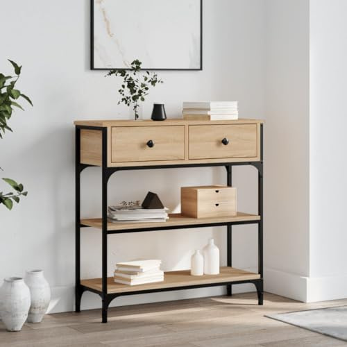 FOZICV Konsolentisch fürs Wohnzimmer mit Schublade 72,5x25x75 cm Beistelltisch aus Holz Sonoma-Eiche
