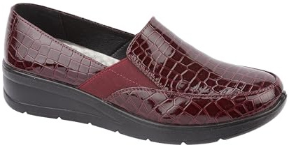 Comfort Ladies Imitation Croc Slip on Wedge Shoe with Twin Elasticated Gusset Sizes 3-8