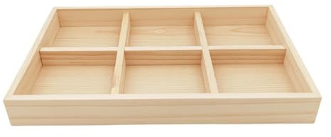 Anktily Aufbewahrungsbox mit 6 Fächern aus Holz, für Kleinteile, Schreibtisch-Aufbewahrungsbox, Socken-Organizer, Unterwäsche-Aufbewahrungsbox, Holz-Display-Tablett für Zuhause, Büro