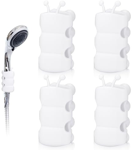 4 Pièces Support de Pommeau de Douche en Silicone, Sans Perçage Support à Ventouse pour Pommeau de Douche Support de Pommeau de Douche Amovible Adhésif pour Salle de Bain