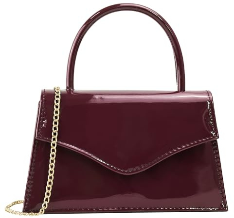 Milisente Clutch-Taschen für Damen, elegante Handtasche für Hochzeit, Abend, Kunstleder, Clutches mit Tragegriff oben, burgunderfarben