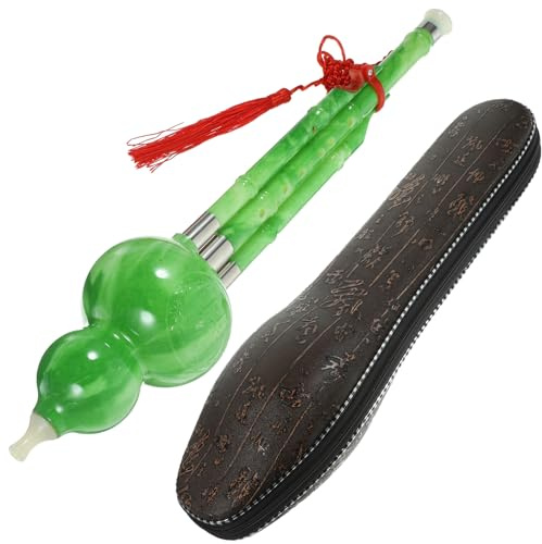 Elegante Kürbisflöte Hulusi für Anfänger und Kinder, Grün | Resin Bakelit, Sieben Löcher in C und B-stimmung, Ethnischer Stil, Fein Entgratet, Klarer Klang