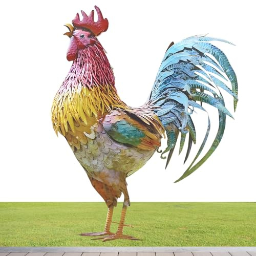 Riaisttd Metal Rooster Sculpture, Garden Chicken Statue, 30cm Outdoor Animal Decoration, Porch Sign and Lawn Ornament, Perfect for Backyard, Outdoor Spaces, Kitchen