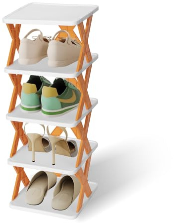 ZLLkeji Zapatero Entrada Recibidor Zapatero Estrecho y Alto Organizador de Zapatos Portátil Que Ahorra Espacio para Entradas, Dormitorios y Pasillos Naranja