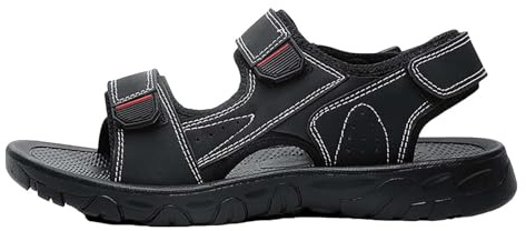 Scarpe per diabetici da uomo, sandali bassi invernali, alla moda e confortevoli, con fondo morbido, sandali da spiaggia, sandali morbidi per attività all'aperto, colore rosso, nero 1, 41 EU