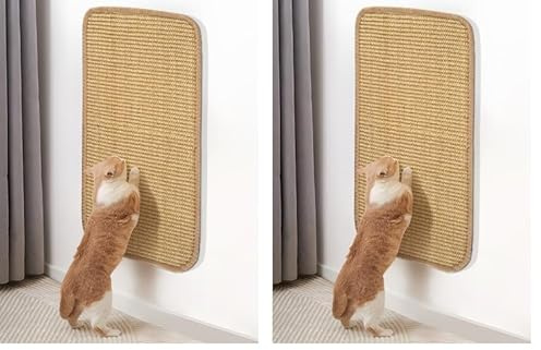 Kratzmatte Katze Sisal Teppich 50x25 cm, Klettverschluss+Doppelseitige Klebefixierung Design Kratzbrett, Kratzwand für Katzen Übernimmt EIN Gewickeltes Kantendesign, Schützt Sofa, Teppiche, Wand