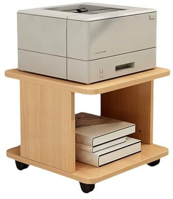 28cm Hoch Rollcontainer mit Beweglichen Gummirädern Aktenschrank Verdickte Platte Küchenwagen Druckertisch mit Stauraum für Heimbüro Faxgerät(Natural,40 * 40 * 28cm)