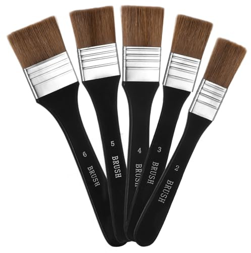 MBAIYO 5 pennelli piatti larghi, set di pennelli per pittura acrilica, dimensioni assortite, setole in nylon, pennelli da artista per l'applicazione di gesso, pittura acrilica, pittura ad olio ad