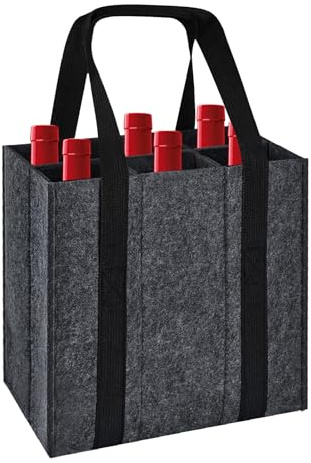 Rwbimti Filz Flaschentasche 6 Fächer, Faltbar Flaschenträger,Reißfester Flaschenkorb Faltbarer Flaschenträger Flaschen für Wasserflaschen,Weinflasche,Bier und Sekt (Flaschentasche 6 Fächer)