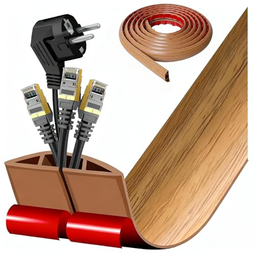 Kabelkanal Selbstklebend Boden Kabelbrücke 3M Fussboden Kabelkanal,Flexibler Kabelabdeckung Kabelschutz Kabelschacht Leicht zu Schneiden Montage für alle Netzkabel Haus,Büro,Lager, Schule (3CMx3M)