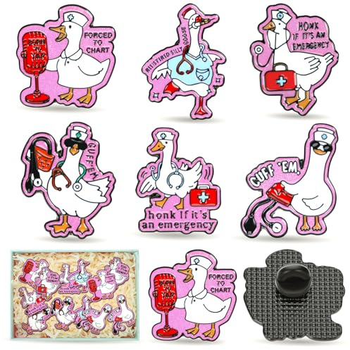 Tondiamo 12 Pcs Funny Silly Goose Nurse Enamel Pins Silly Goose Gifts Cute Ducktor Nurse Pins for RN LPN CNA MA Doctor Student Medical Assistant Healthcare Worker