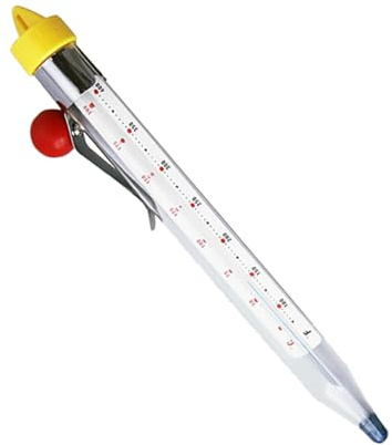 ELAYARD Thermomètre à Sucre Professionnel en Verre Trempé et Acier Inoxydable, Résistant à Haute Température Clip pour Cuisson, pour Pâtisserie et Friture Couleur Aléatoire